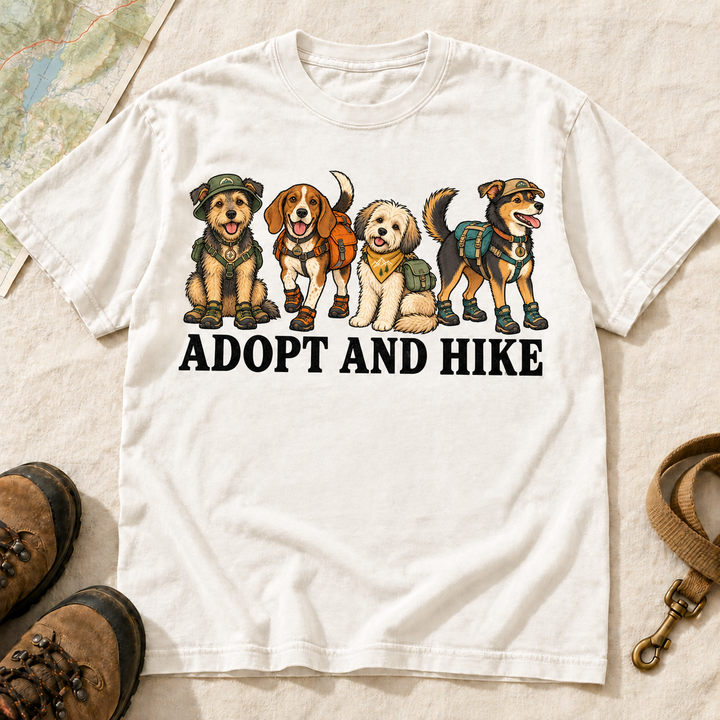 Adopt and Hike Dog Lover T-Shirt | Buddy Outfitters