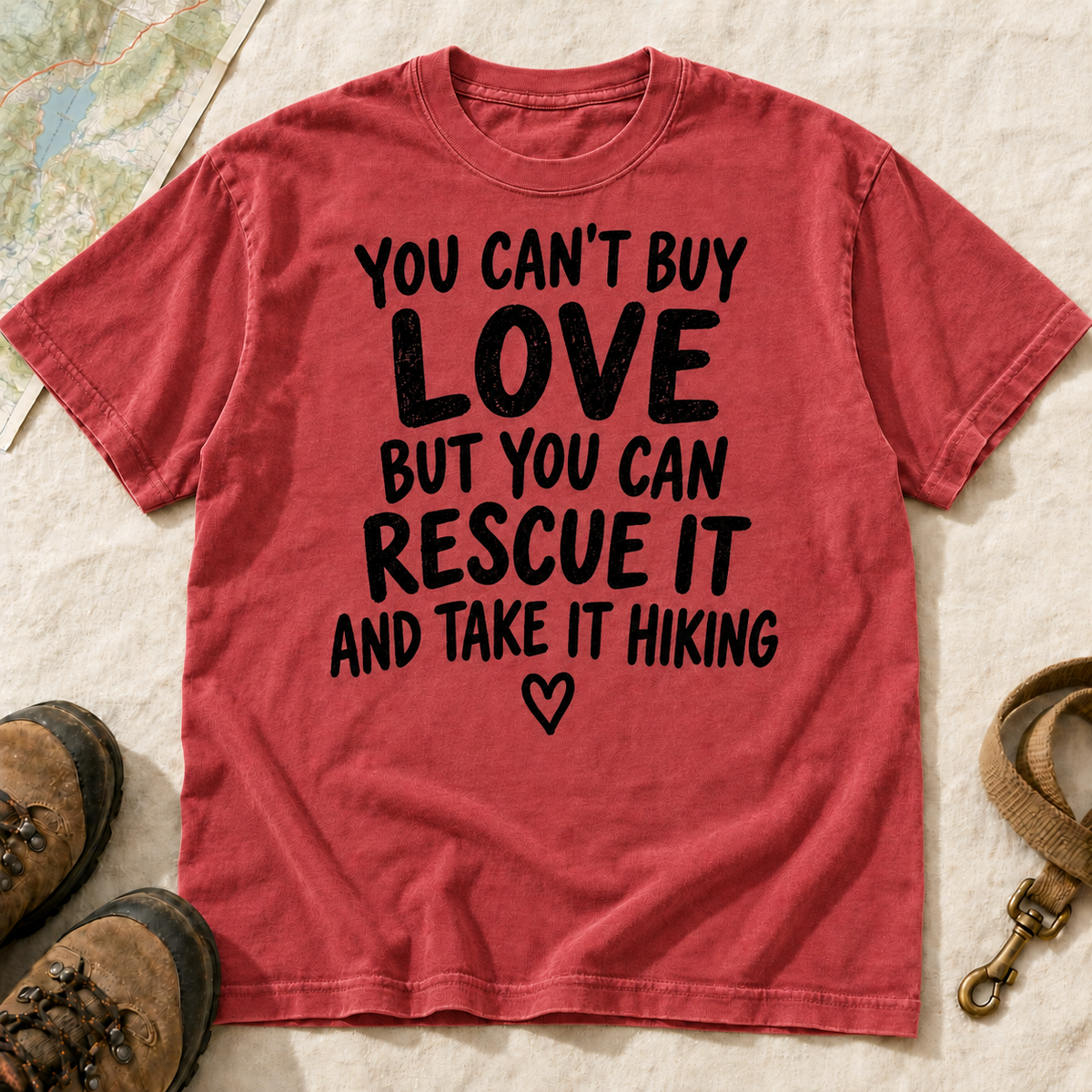 You Can’t Buy Love Rescue Dog Hiking T-Shirt | Buddy Outfitters