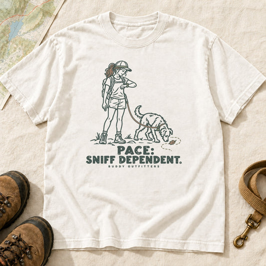 Pace Sniff Dependent Girl and Dog Hiking T-Shirt