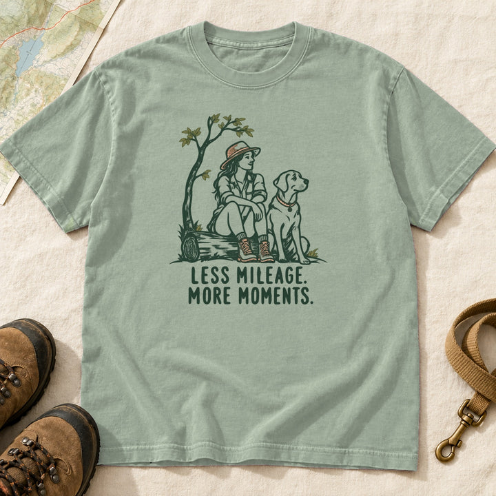 Less Mileage More Moments Girl and Dog T-Shirt