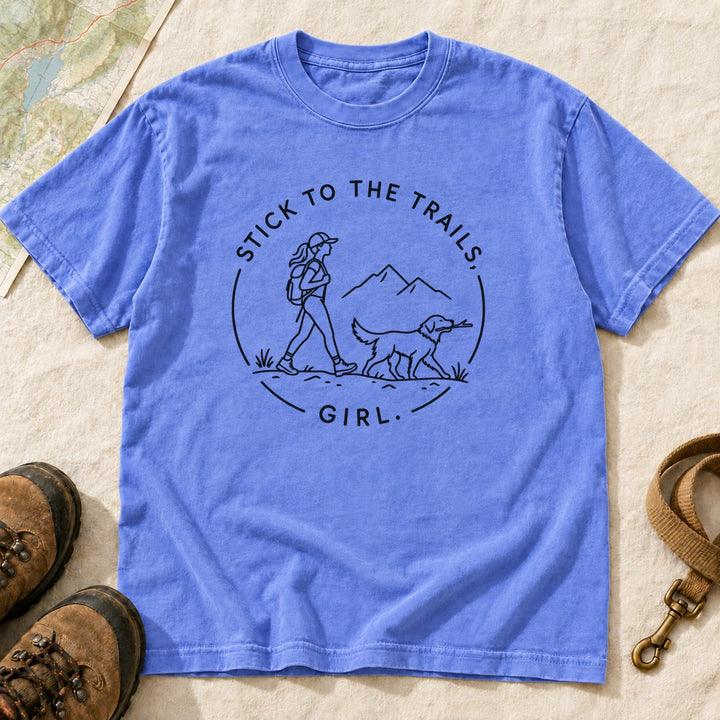 Stick to the Trails Girl Hiking Badge T-Shirt | Buddy Outfitters