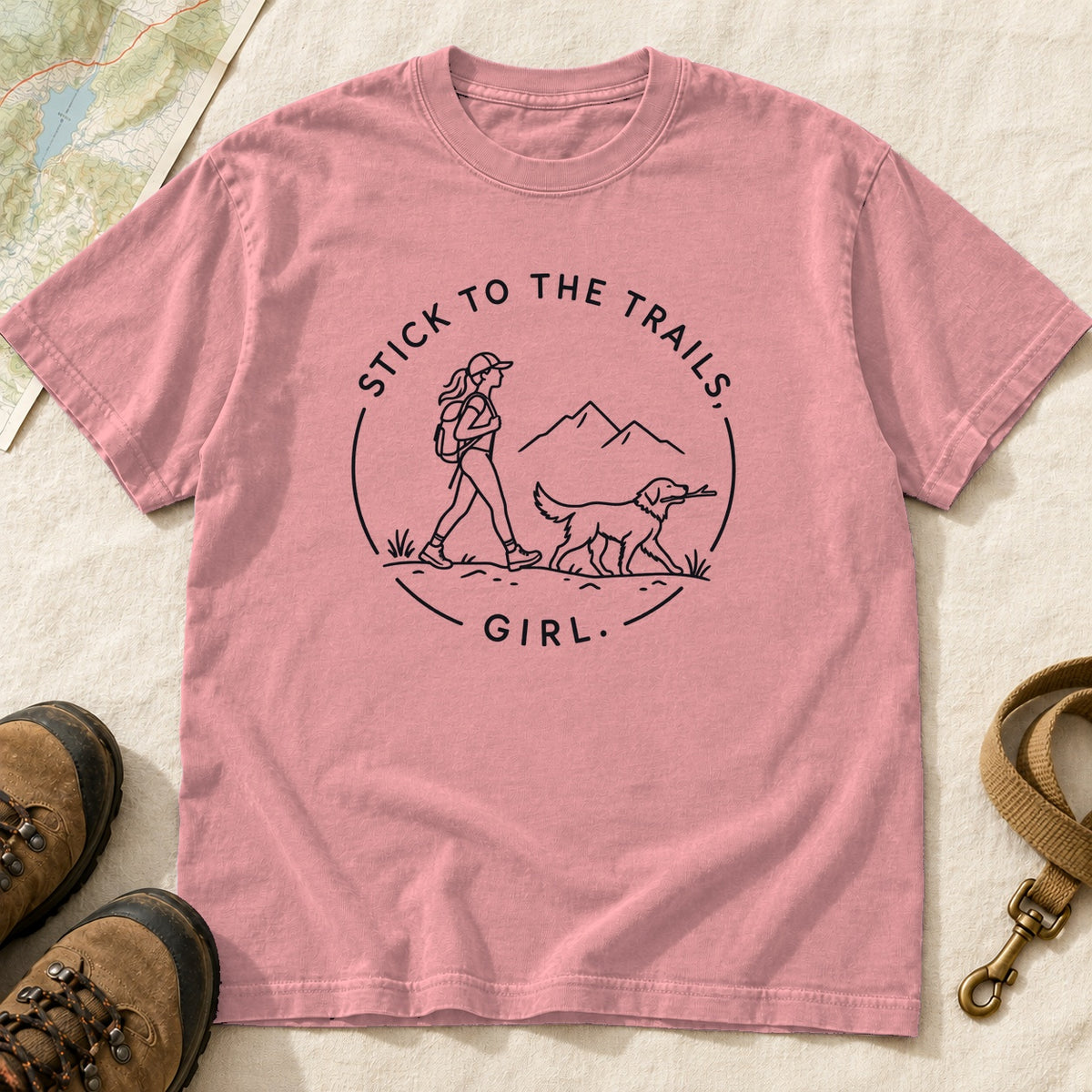 Stick To The Trails Girl Hiking Badge – Watermelon front mockup