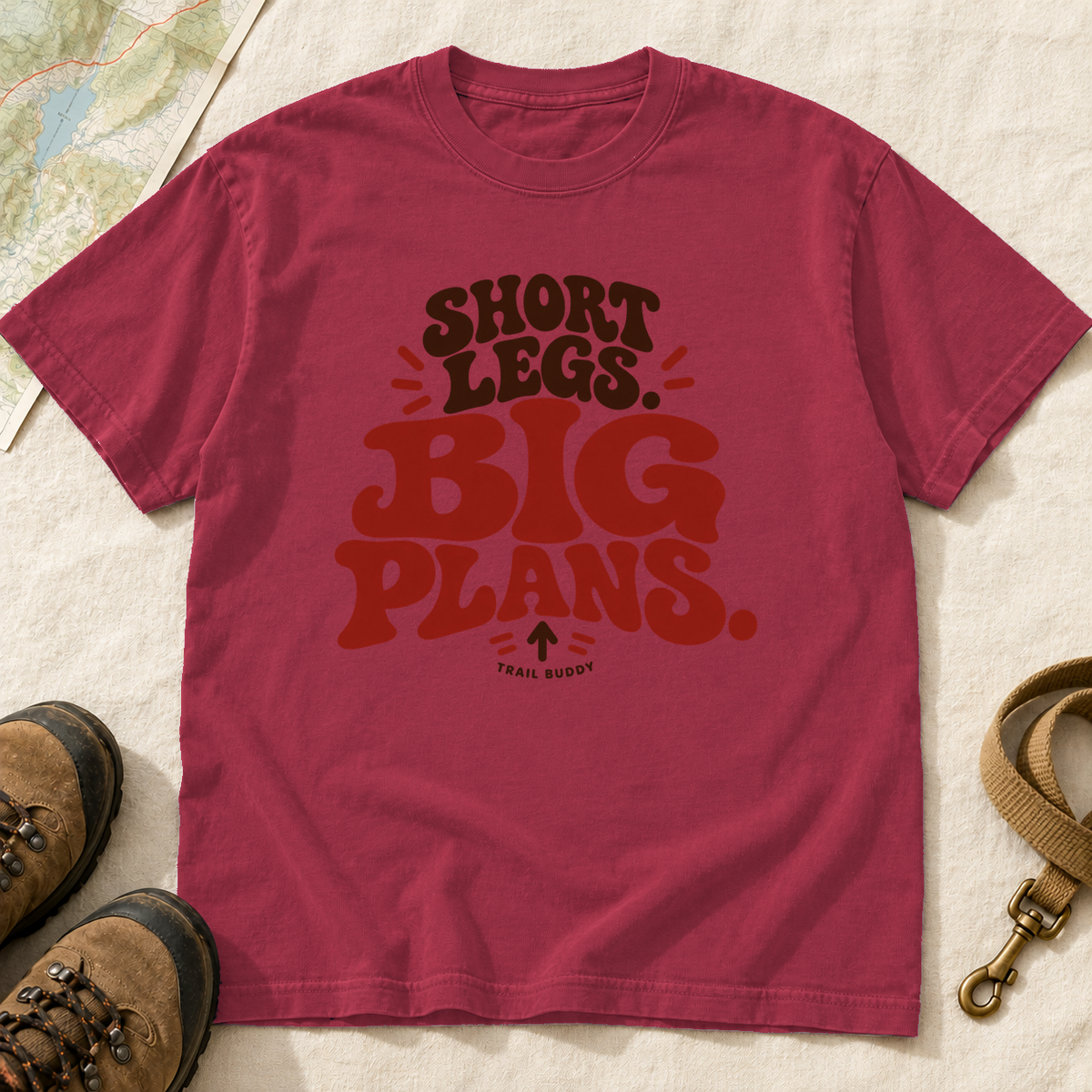 Short Legs Big Plans Dog Hiking T-Shirt | Buddy Outfitters
