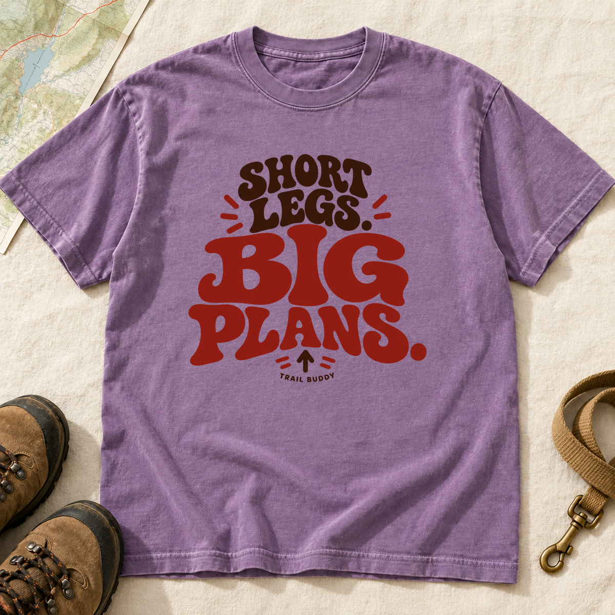 Short Legs Big Plans Dog Hiking T-Shirt | Buddy Outfitters
