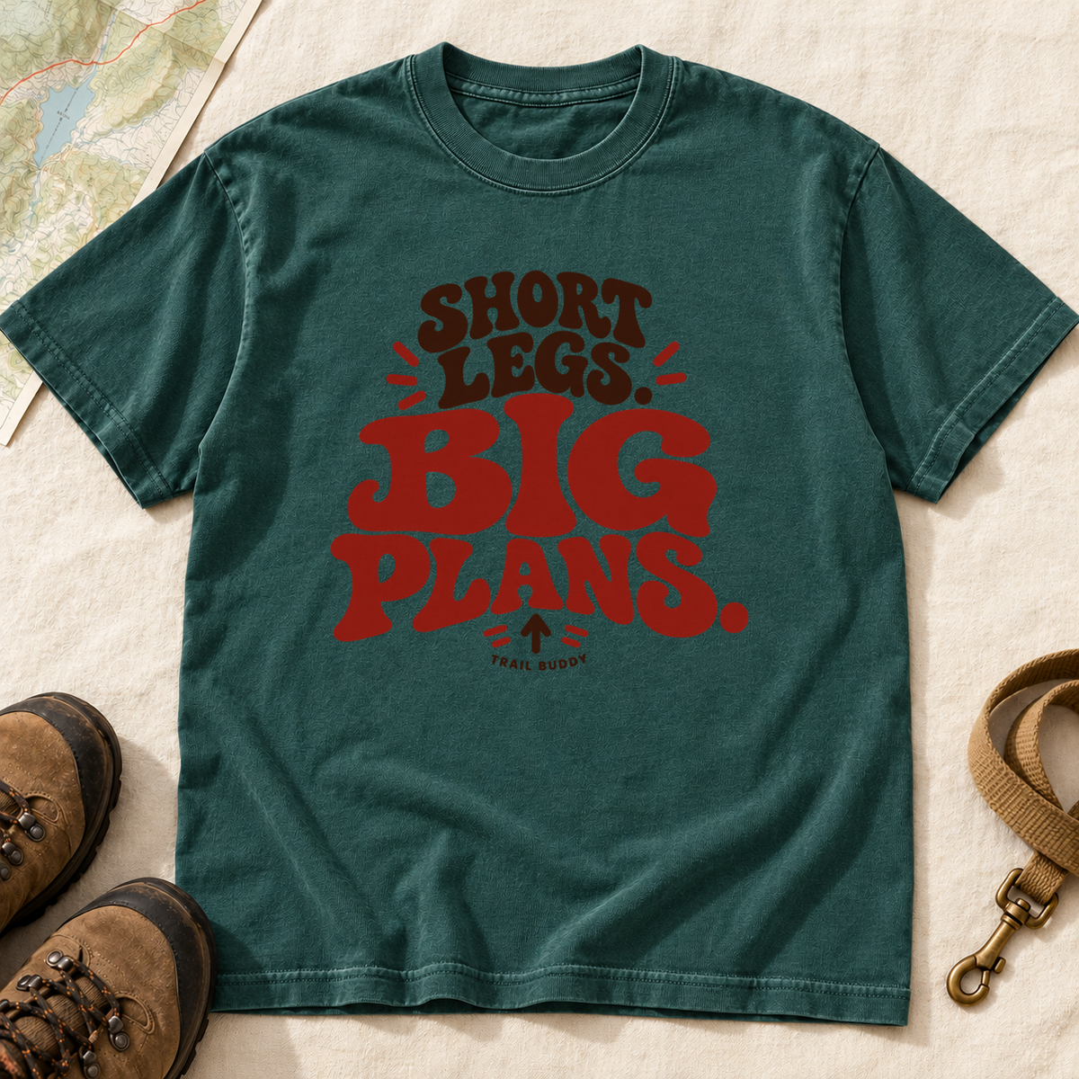 Short Legs Big Plans Dog Hiking T-Shirt | Buddy Outfitters