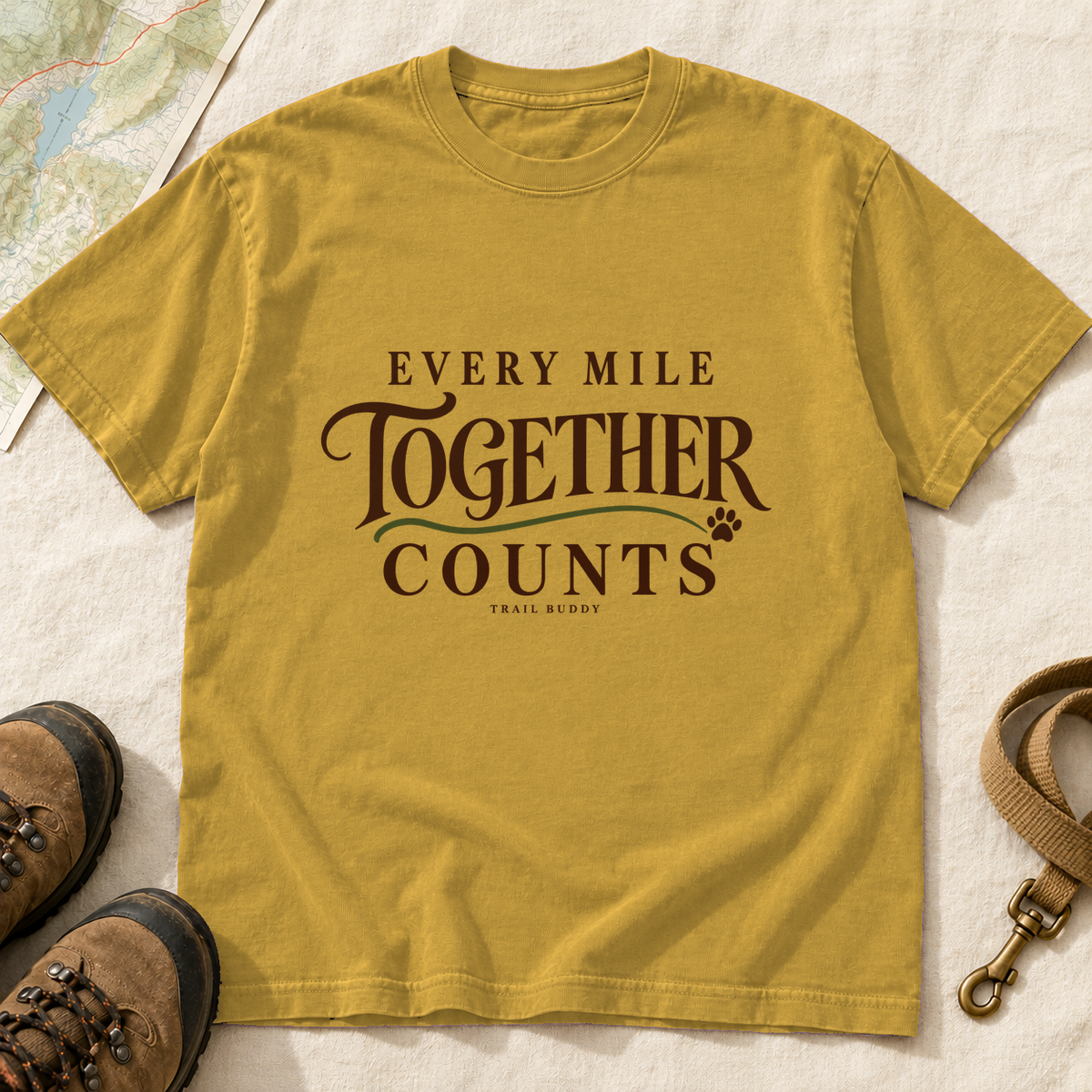Every Mile Together Counts Dog Hiking T-Shirt | Buddy Outfitters