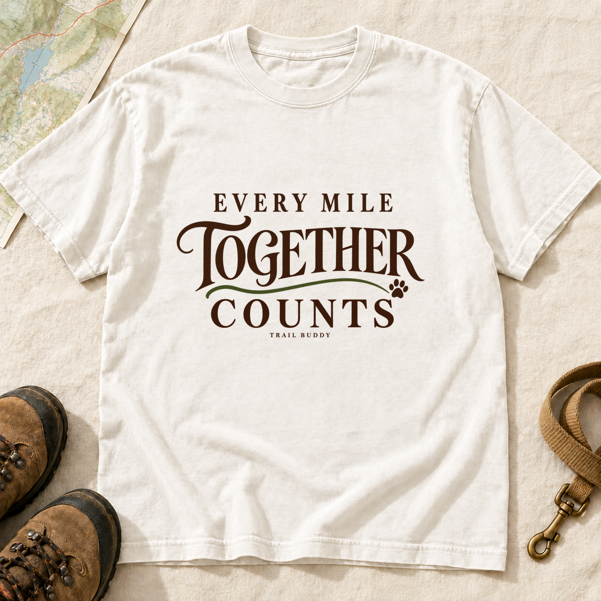 Every Mile Together Counts Dog Hiking T-Shirt | Buddy Outfitters