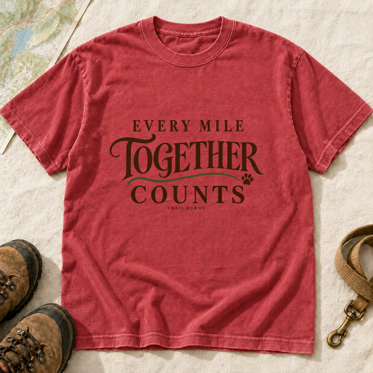 Every Mile Together Counts Dog Hiking T-Shirt | Buddy Outfitters
