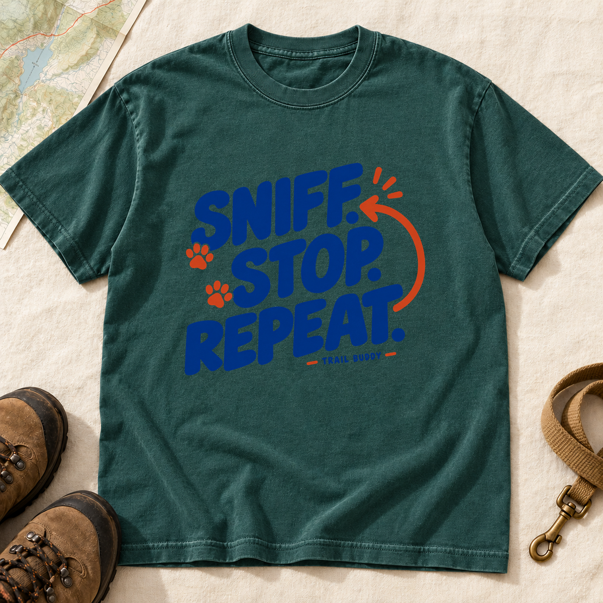 Sniff Stop Repeat Dog Hiking T-Shirt | Buddy Outfitters
