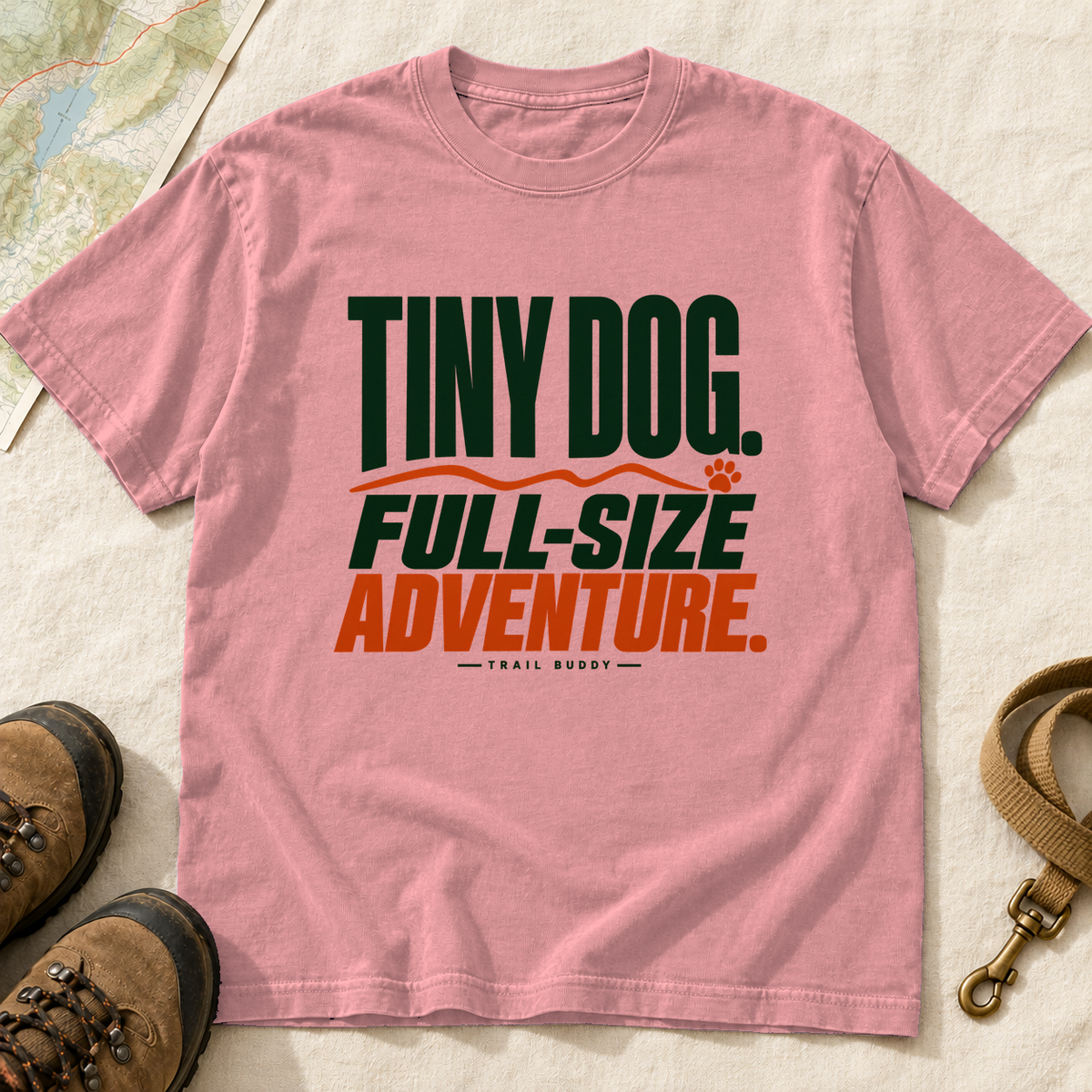 Tiny Dog Full-Size Adventure Dog Hiking T-Shirt | Buddy Outfitters