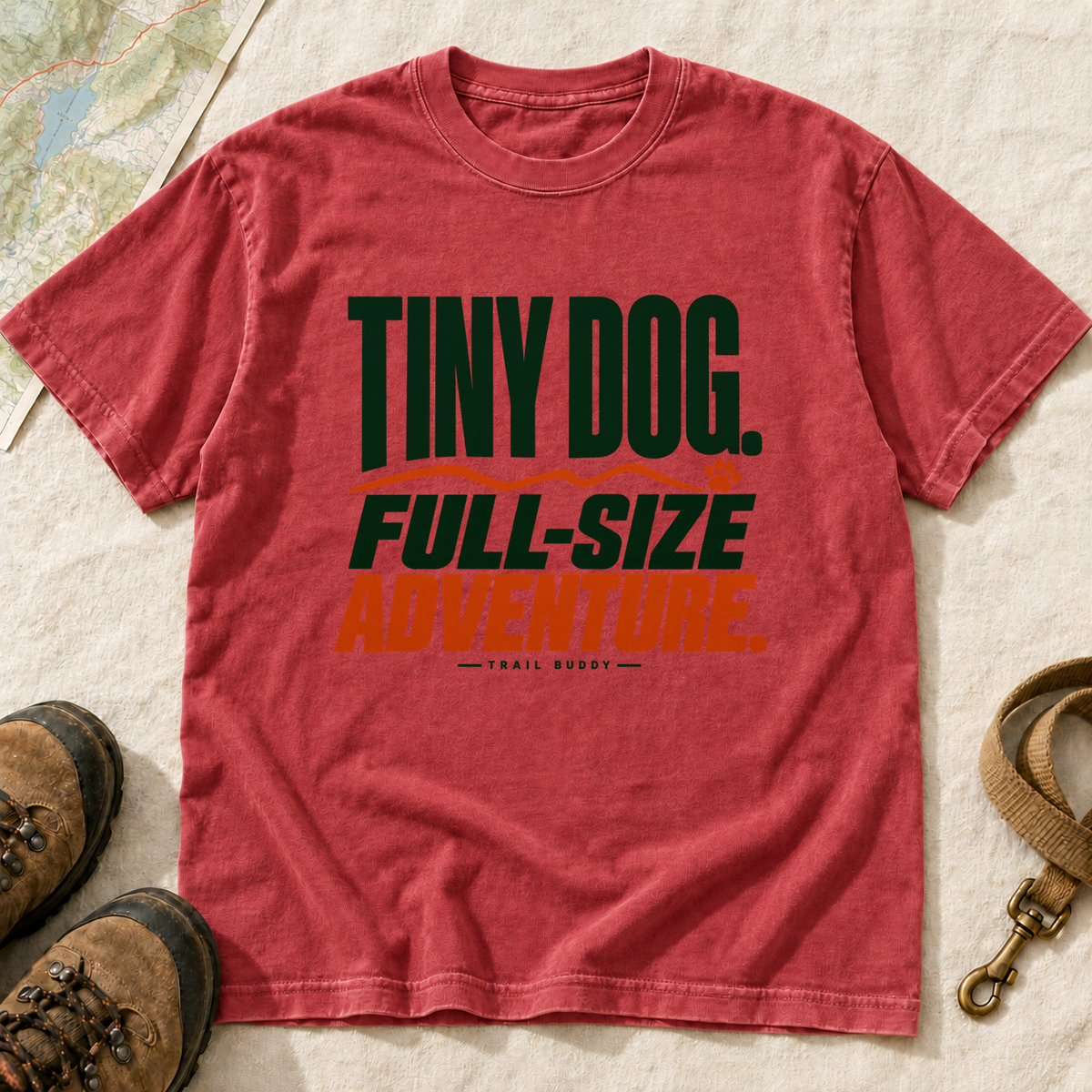 Tiny Dog Full-Size Adventure Dog Hiking T-Shirt | Buddy Outfitters