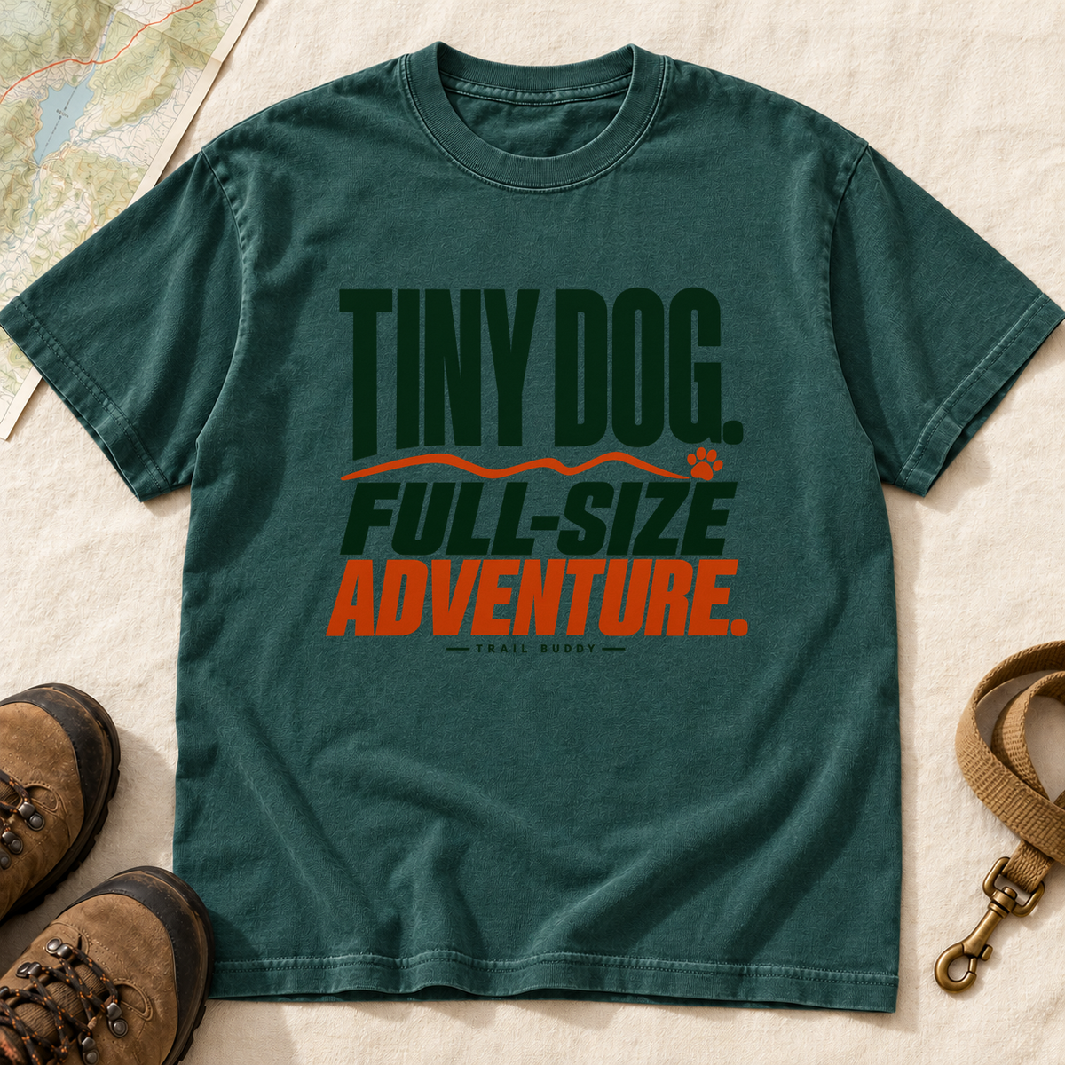 Tiny Dog Full-Size Adventure Dog Hiking T-Shirt | Buddy Outfitters