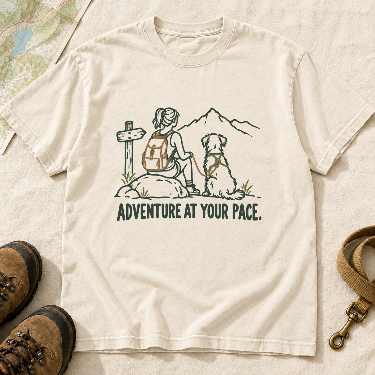 Adventure at Your Pace Girl and Dog T-Shirt