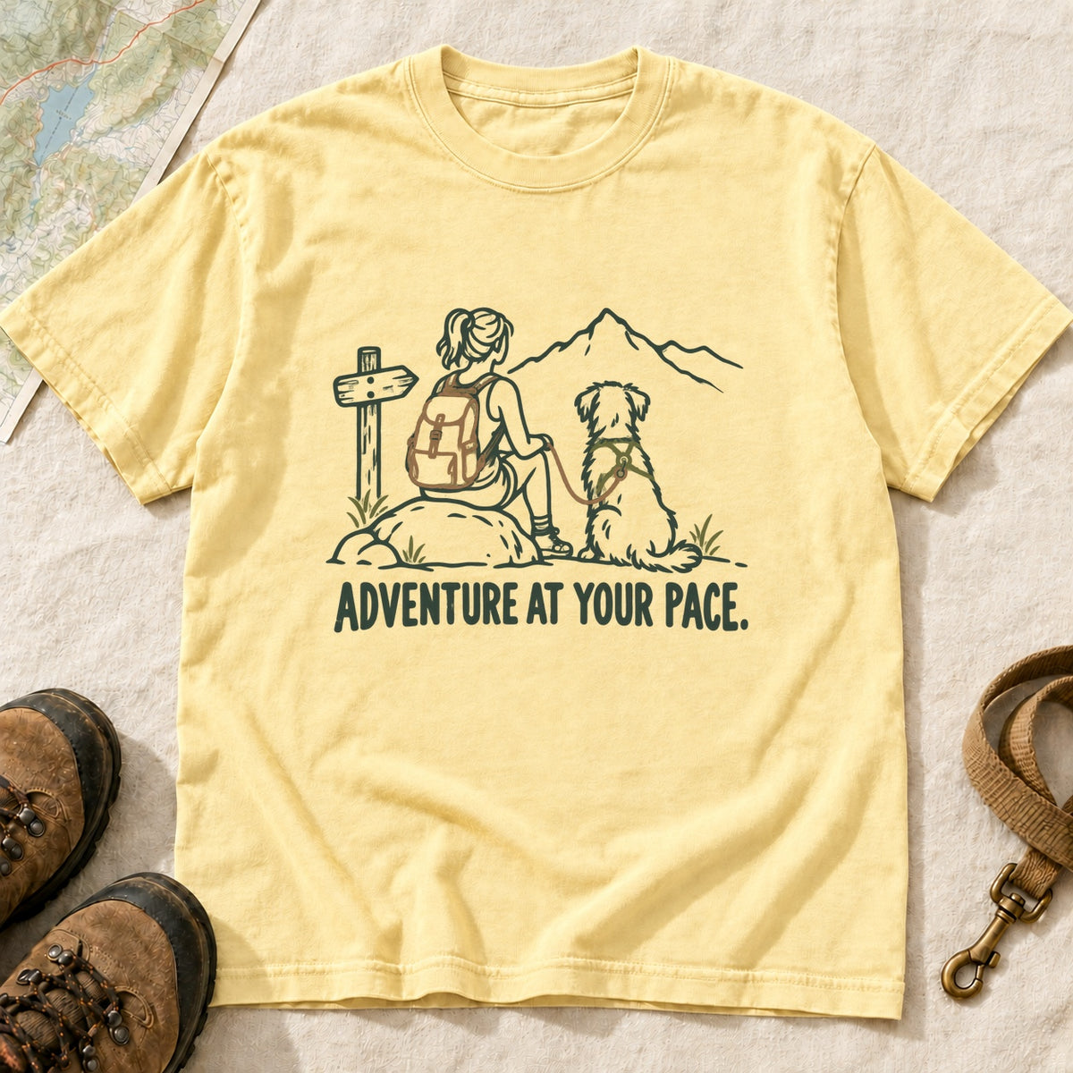 Adventure at Your Pace Girl and Dog T-Shirt