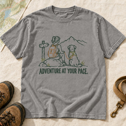 Adventure at Your Pace Girl and Dog T-Shirt