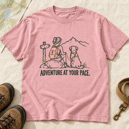 Adventure at Your Pace Girl and Dog T-Shirt
