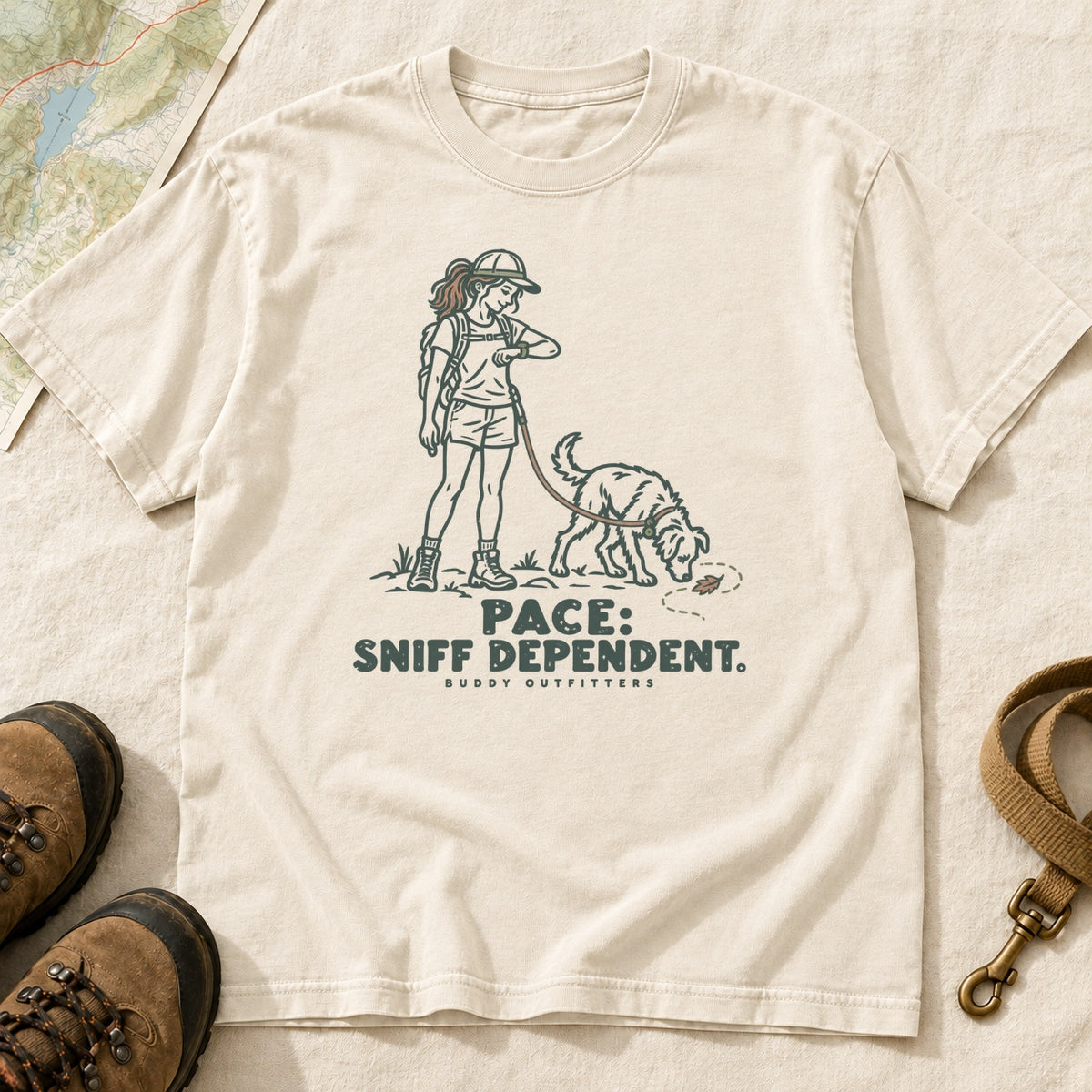 Pace Sniff Dependent Girl and Dog Hiking T-Shirt
