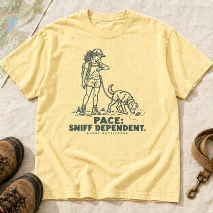 Pace Sniff Dependent Girl and Dog Hiking T-Shirt