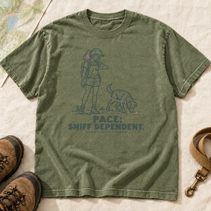 Pace Sniff Dependent Girl and Dog Hiking T-Shirt