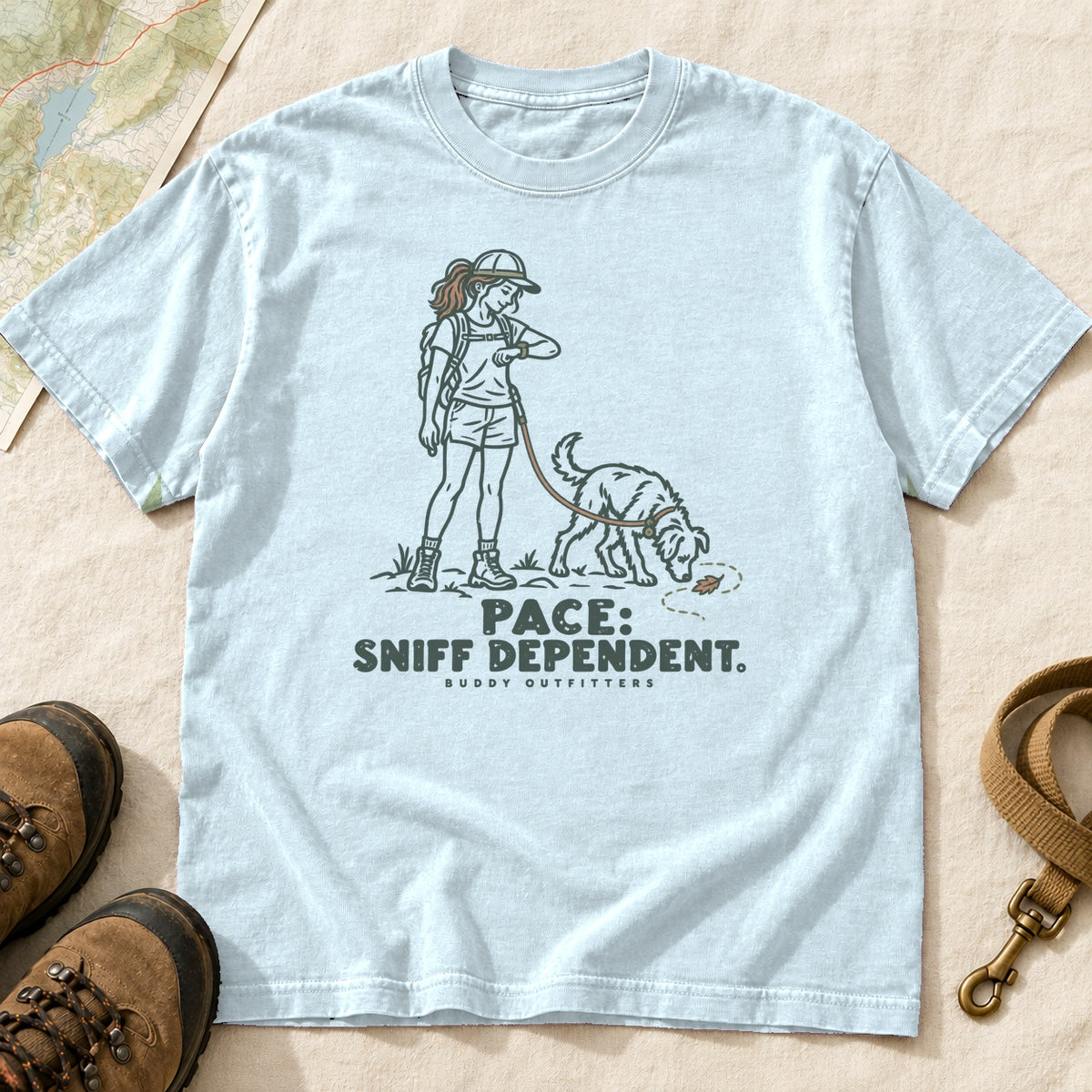 Pace Sniff Dependent Girl and Dog Hiking T-Shirt