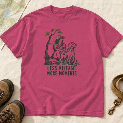 Less Mileage More Moments Girl and Dog T-Shirt