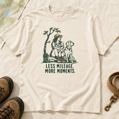 Less Mileage More Moments Girl and Dog T-Shirt
