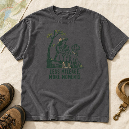 Less Mileage More Moments Girl and Dog T-Shirt