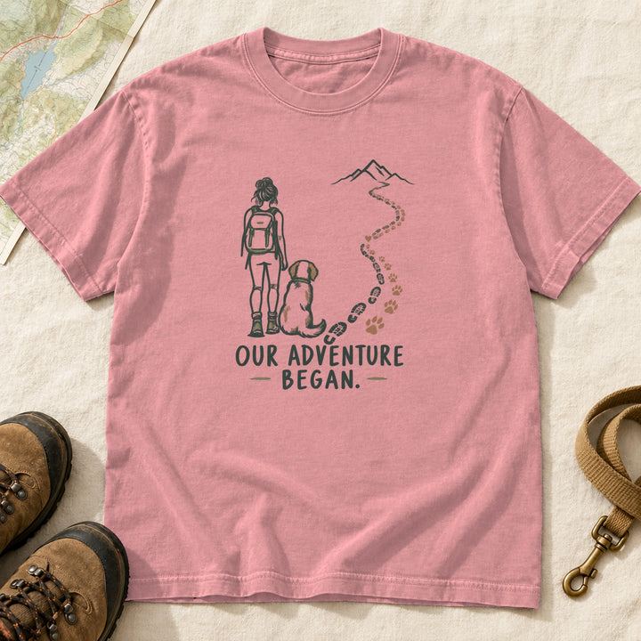 Our Adventure Began Girl and Dog Hiking T-Shirt