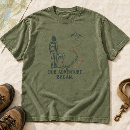 Our Adventure Began Girl and Dog Hiking T-Shirt