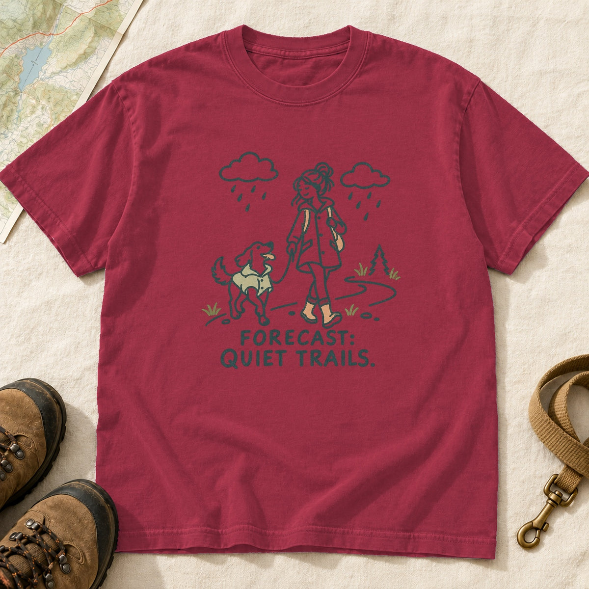 Forecast Quiet Trails Girl and Dog T-Shirt
