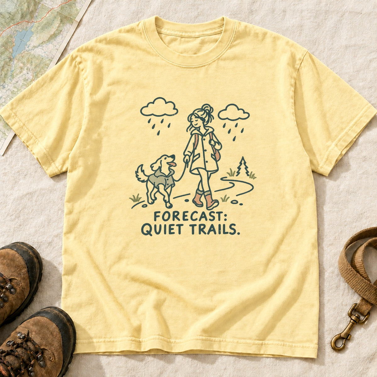 Forecast Quiet Trails Girl and Dog T-Shirt