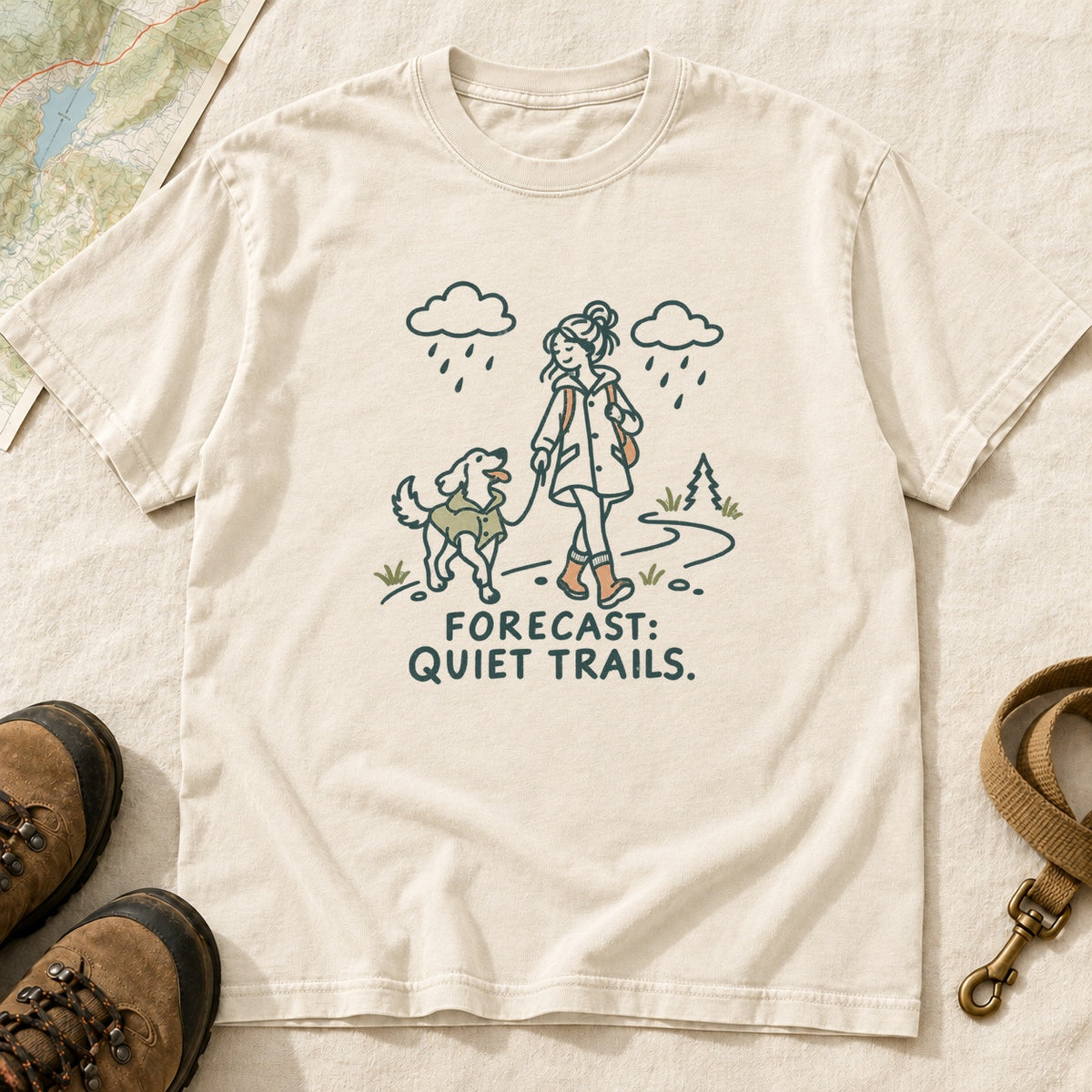 Forecast Quiet Trails Girl and Dog T-Shirt