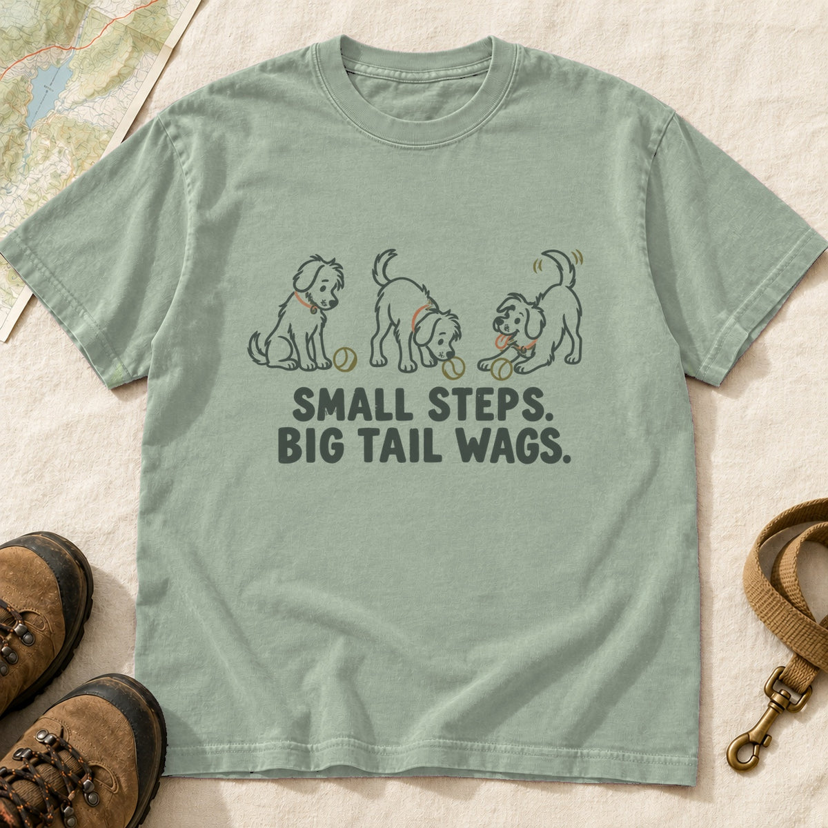 Small Steps Big Tail Wags Dog Lover T-Shirt