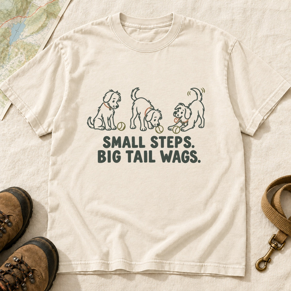 Small Steps Big Tail Wags Dog Lover T-Shirt