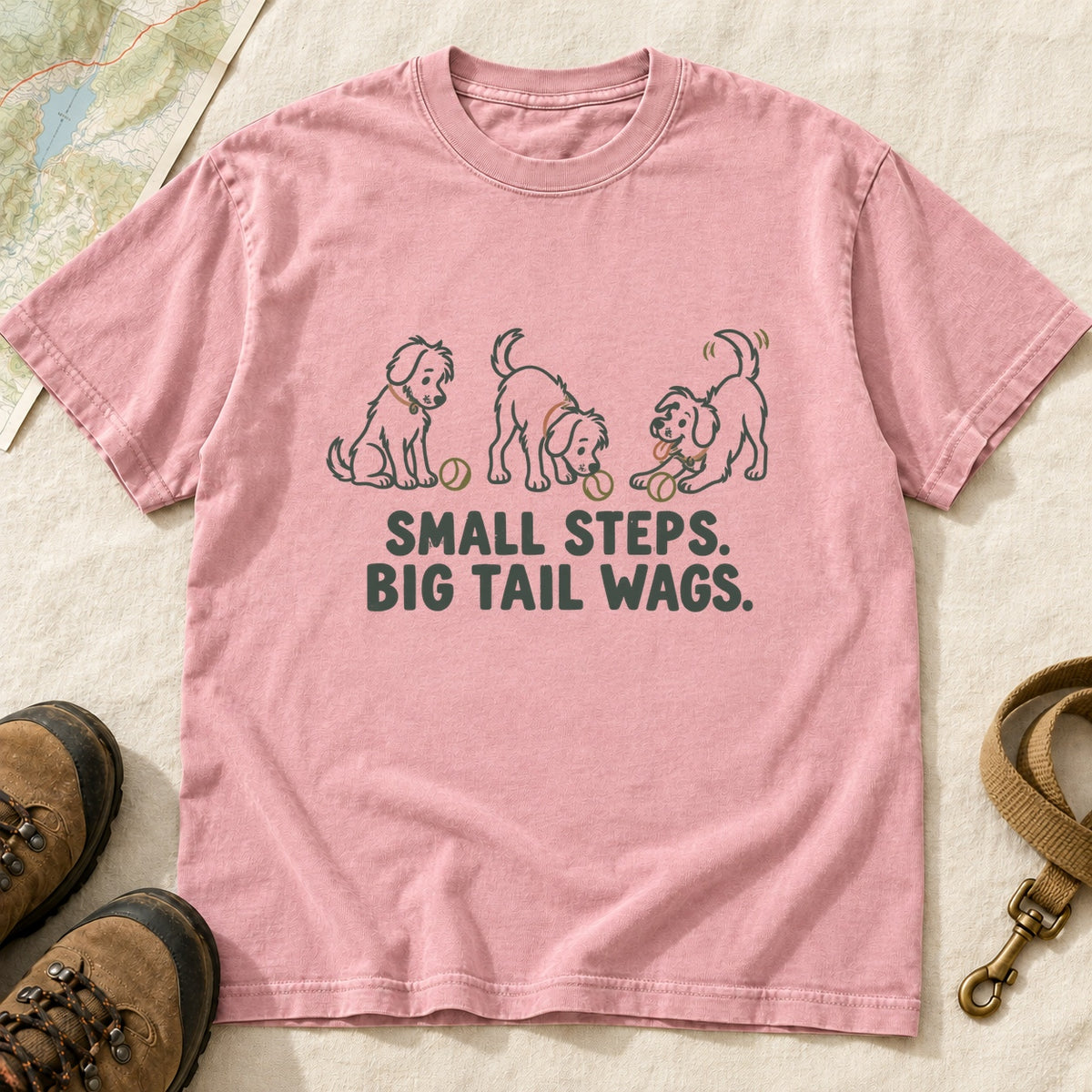 Small Steps Big Tail Wags Dog Lover T-Shirt