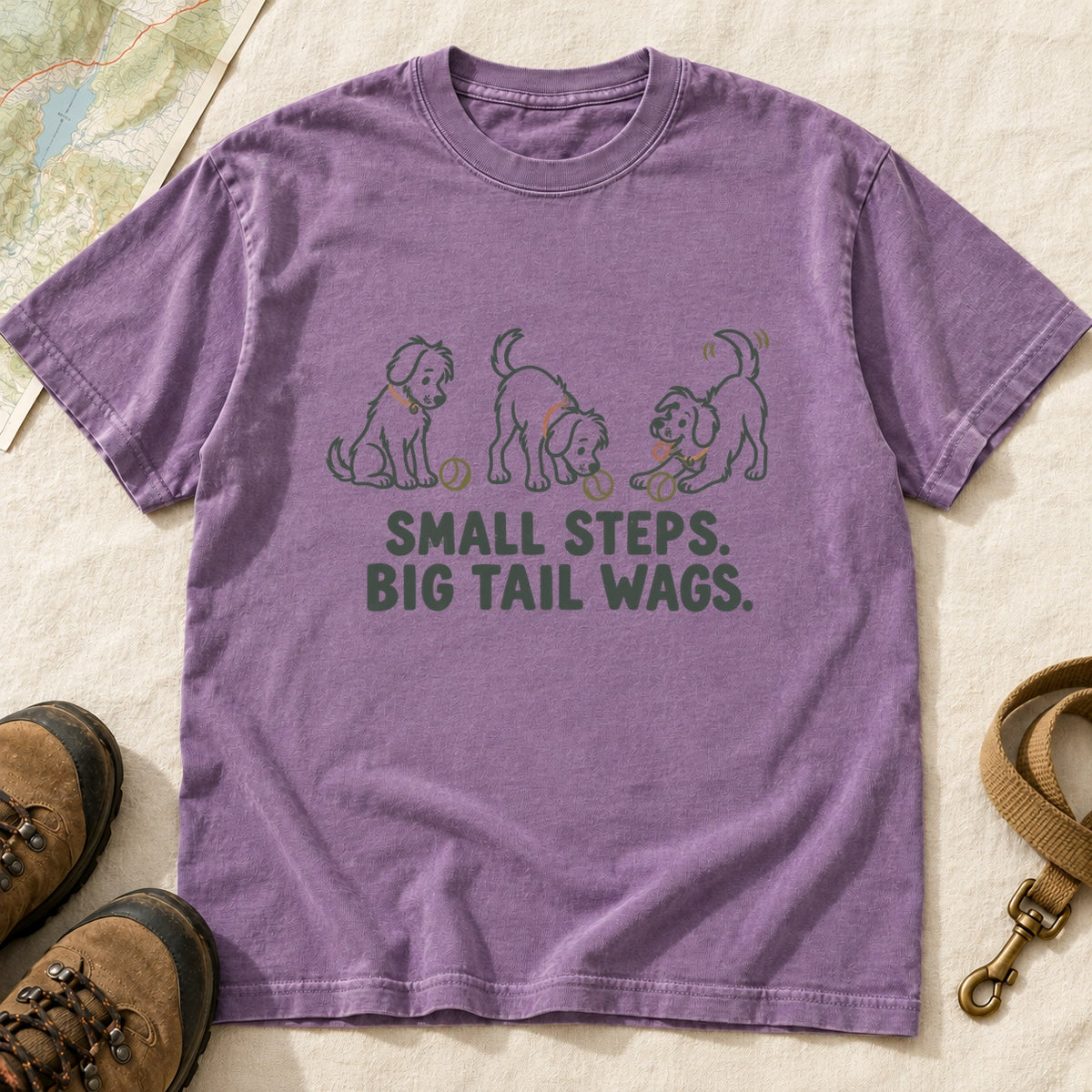 Small Steps Big Tail Wags Dog Lover T-Shirt
