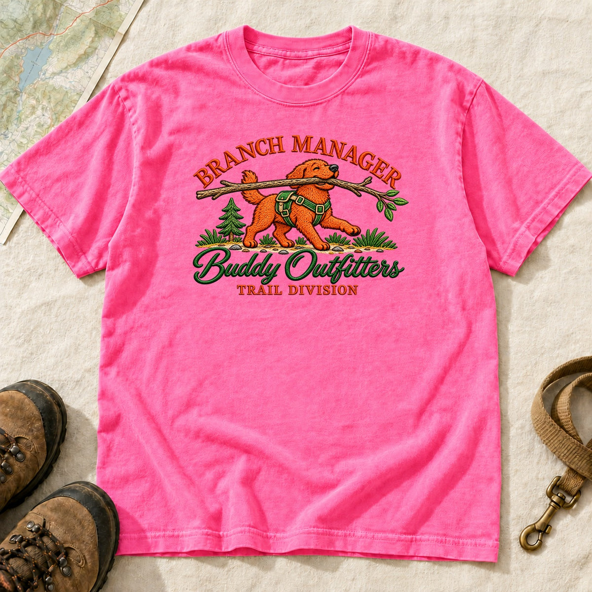 Branch Manager Dog Hiking – Neon Pink front mockup