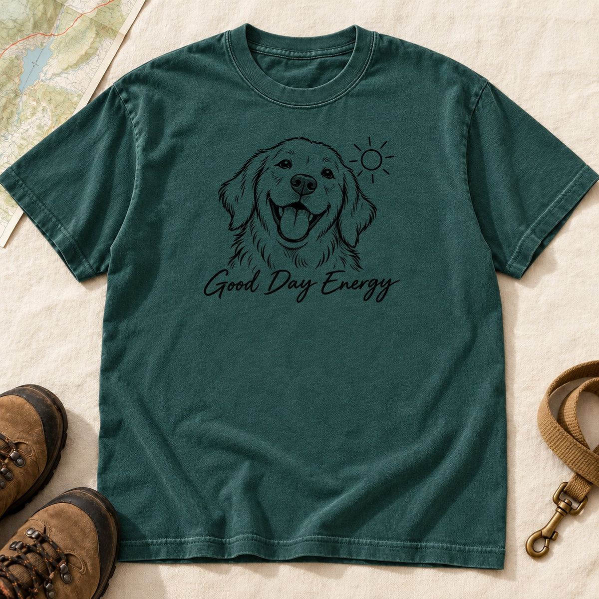 Good Day Energy Golden Retriever – Blue Spruce front mockup
