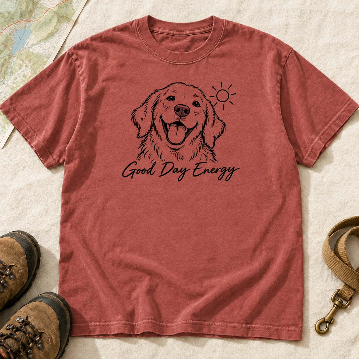 Good Day Energy Golden Retriever – Brick front mockup