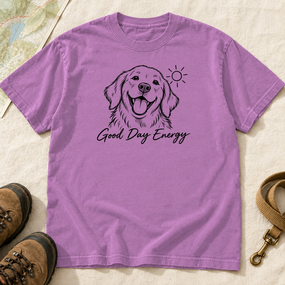 Good Day Energy Golden Retriever – Orchid front mockup