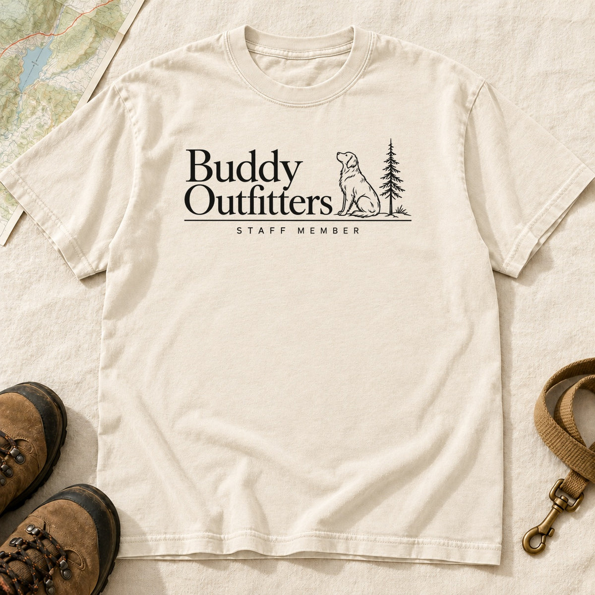 Staff Member Dog And Pine – Ivory front mockup