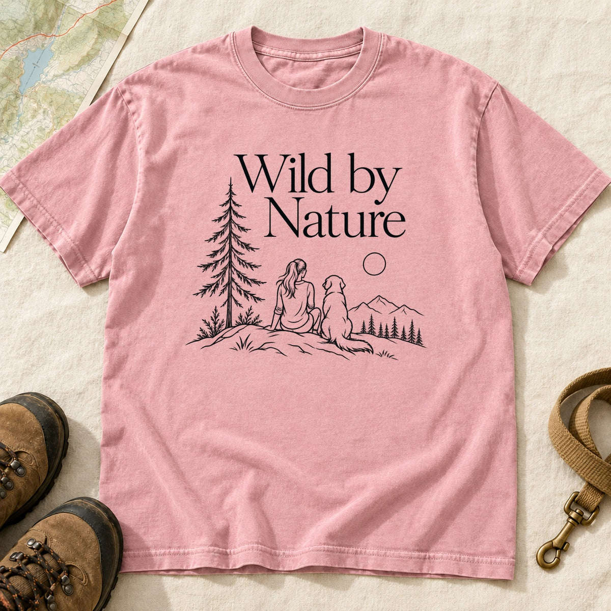 Wild By Nature Girl And Dog Forest – Blossom front mockup