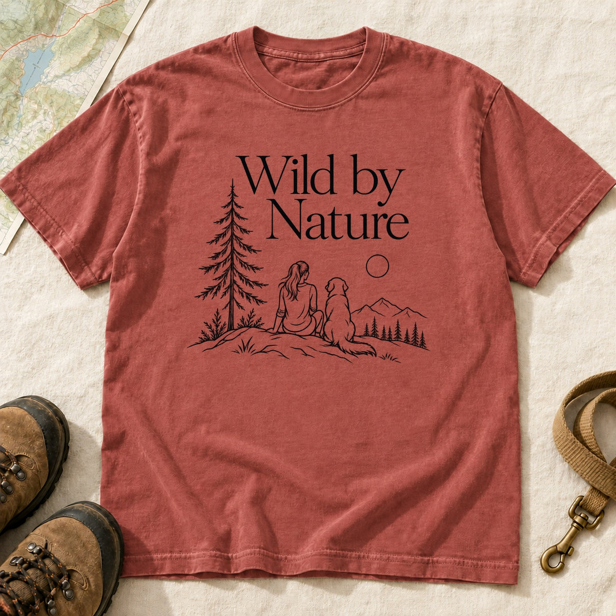 Wild By Nature Girl And Dog Forest – Brick front mockup