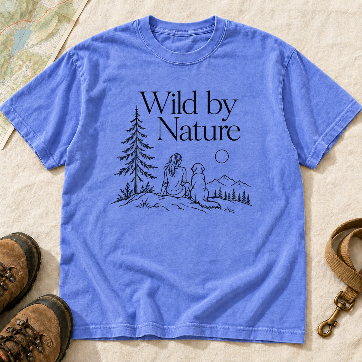 Wild By Nature Girl And Dog Forest – Flo Blue front mockup