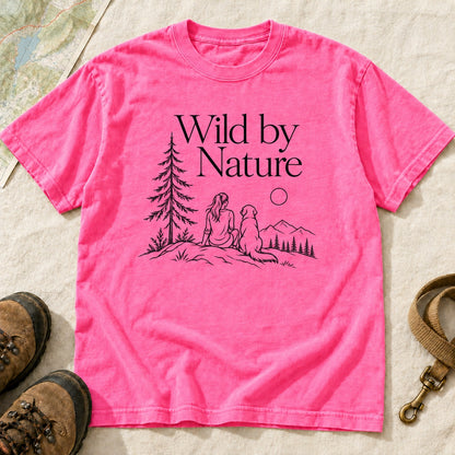 Wild By Nature Girl And Dog Forest – Neon Pink front mockup