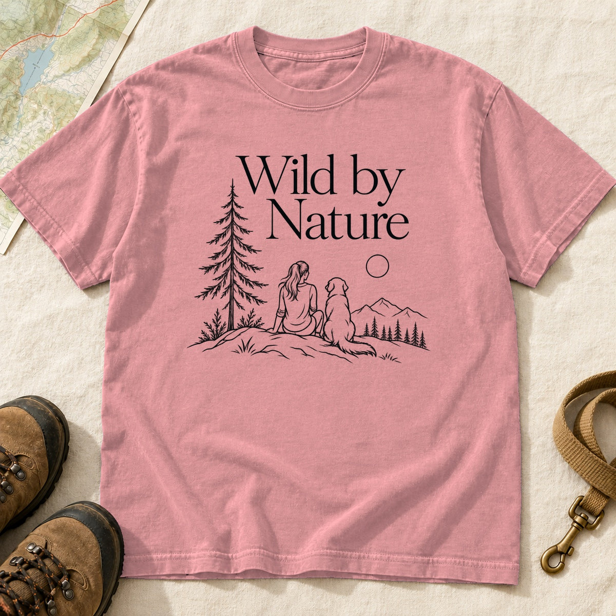 Wild By Nature Girl And Dog Forest – Watermelon front mockup