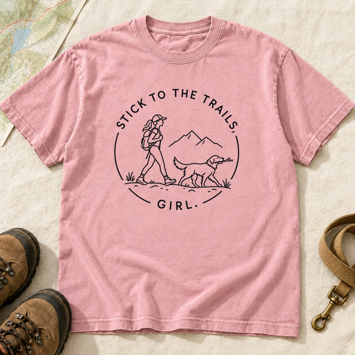 Stick To The Trails Girl Hiking Badge – Blossom front mockup