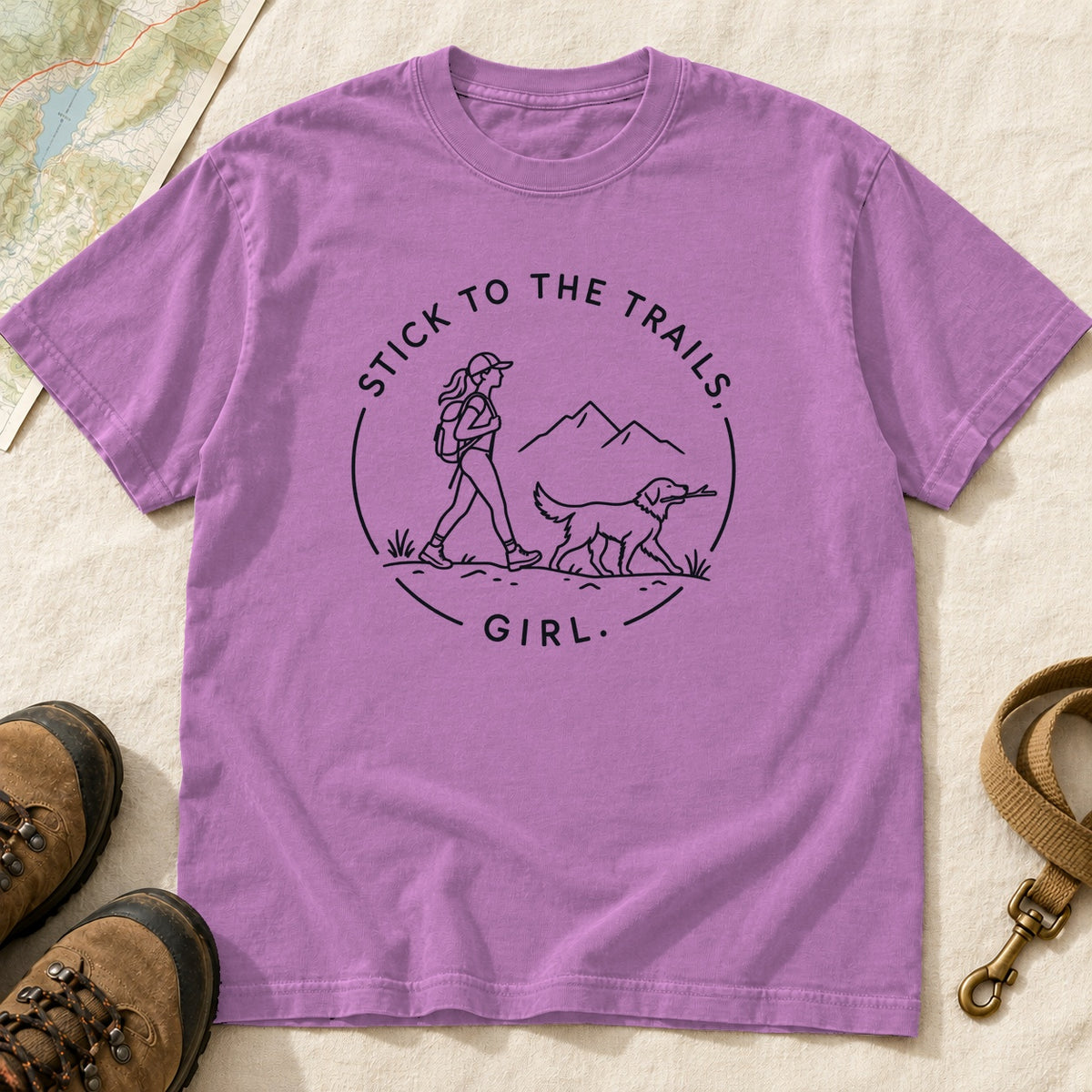 Stick To The Trails Girl Hiking Badge – Orchid front mockup