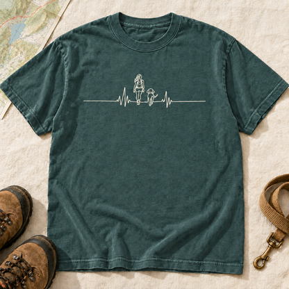 Trail Heartbeat Hiker & Dog T-Shirt | Buddy Outfitters