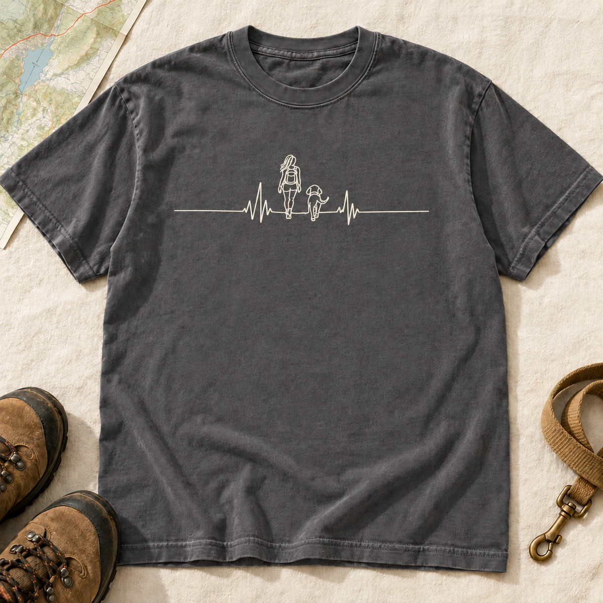 Trail Heartbeat Hiker & Dog T-Shirt | Buddy Outfitters